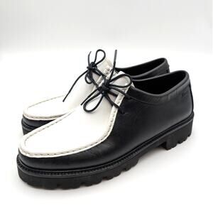 G.H.BASS Wallace Two-Eyed Moc Toe Loafer Shoes White/Black Size US9.5M EU40